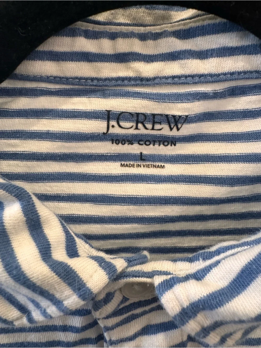 J. Crew Men’s White and Blue Striped Polo